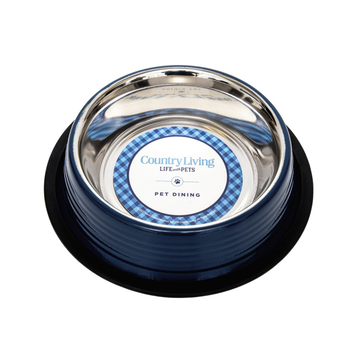 Country Living Ribbed Stainless Steel Dog Bowls, Non-Slip, Set of 2 – Poseidon Blue