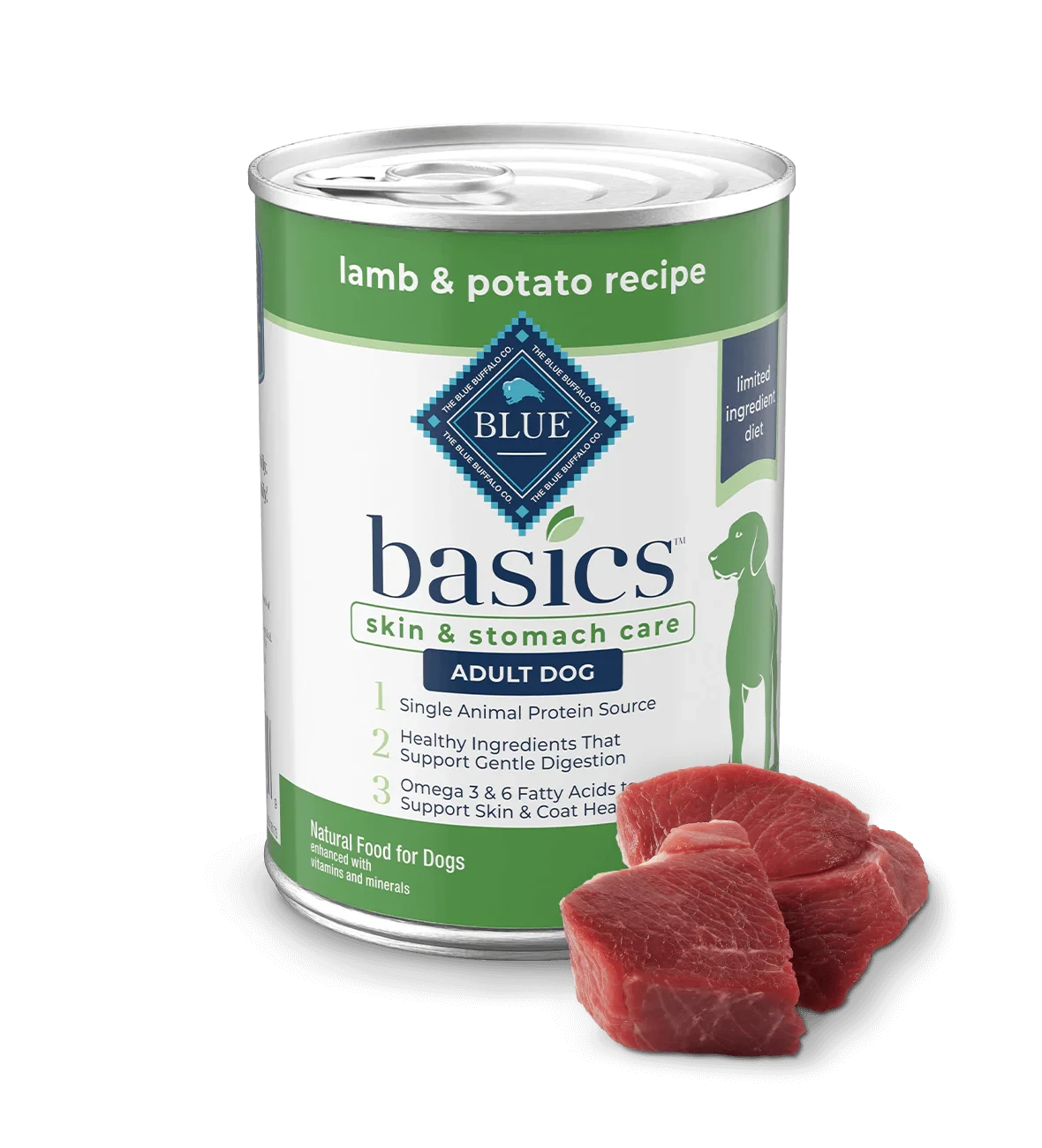 Blue Buffalo Basics Adult Grain-Free Lamb & Potato, Limited Ingredient Diet Wet Dog Food (12.5oz) - American Bark Bliss