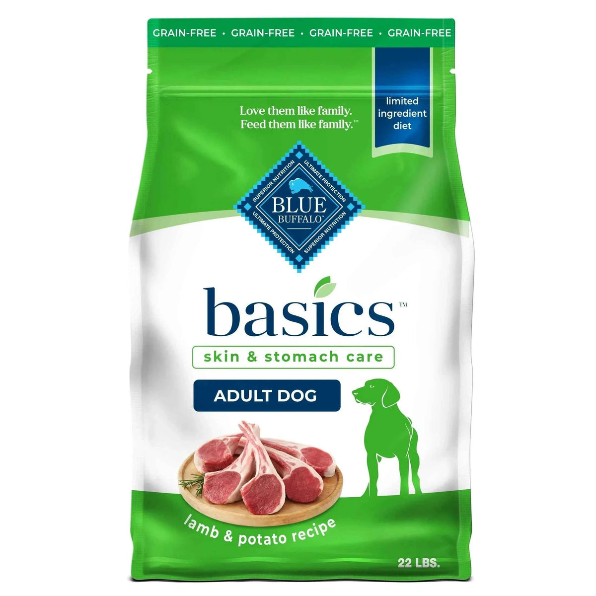 Blue Buffalo Basics Adult Grain-Free Lamb & Potato, Limited Ingredient Diet Dry Dog Food - American Bark Bliss