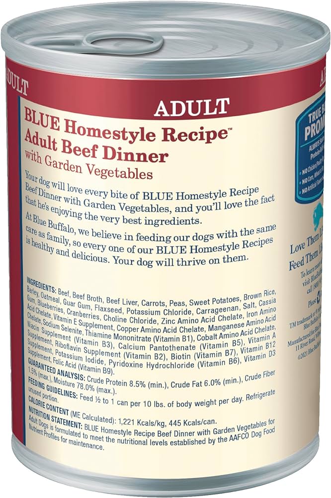 Blue Buffalo Adult Homestyle Beef with Garden Vegetables Wet Dog Cans (12.5oz) - American Bark Bliss