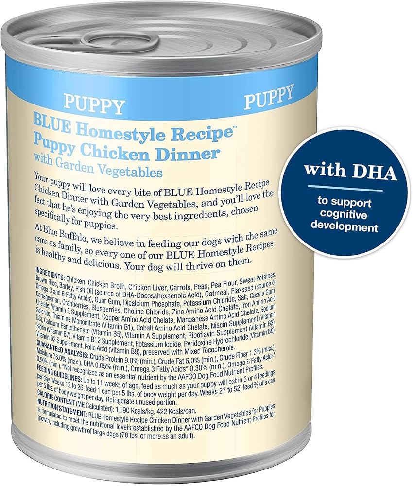Blue Buffalo Puppy Homestyle Chicken with Garden Vegetables Wet Dog Cans (12.5oz) - American Bark Bliss