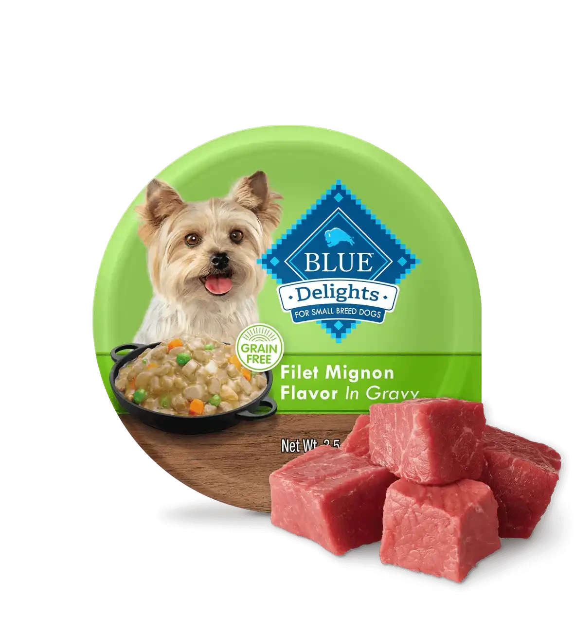 Blue Buffalo Delights Small Breed Adult Dog New York Strip Flavor in Hearty Gravy Wet Dog Food (3.5oz) - American Bark Bliss