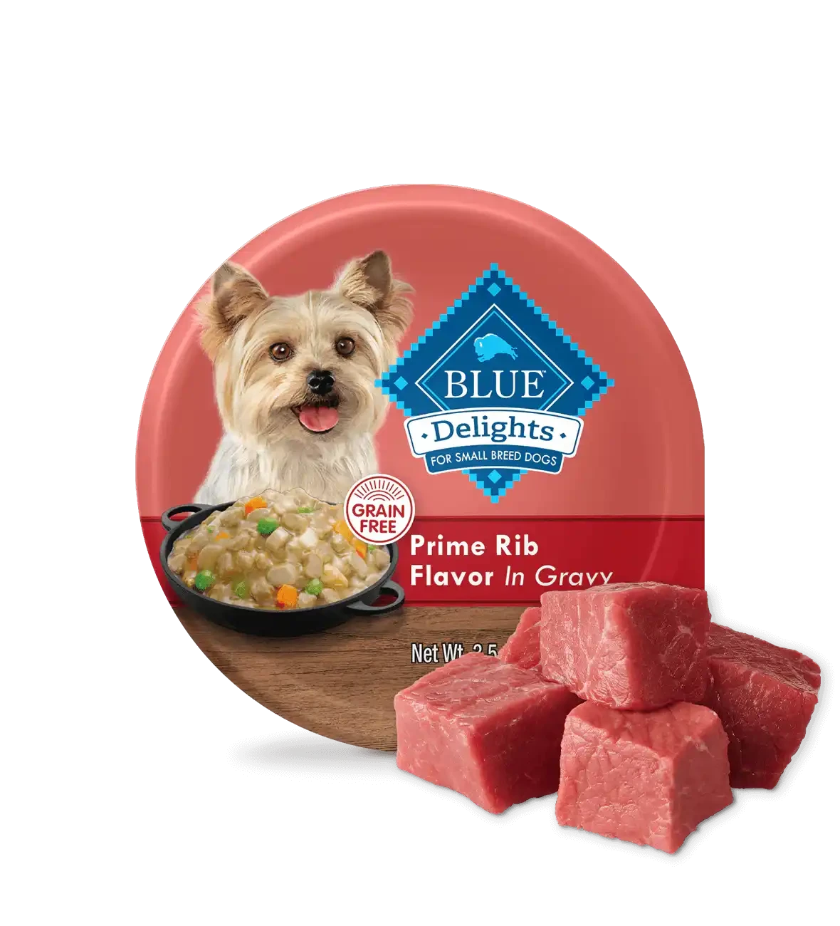 Blue Buffalo Delights Small Breed Adult Dog Prime Rib Flavor in Hearty Gravy Wet Dog Food (3.5oz) - American Bark Bliss