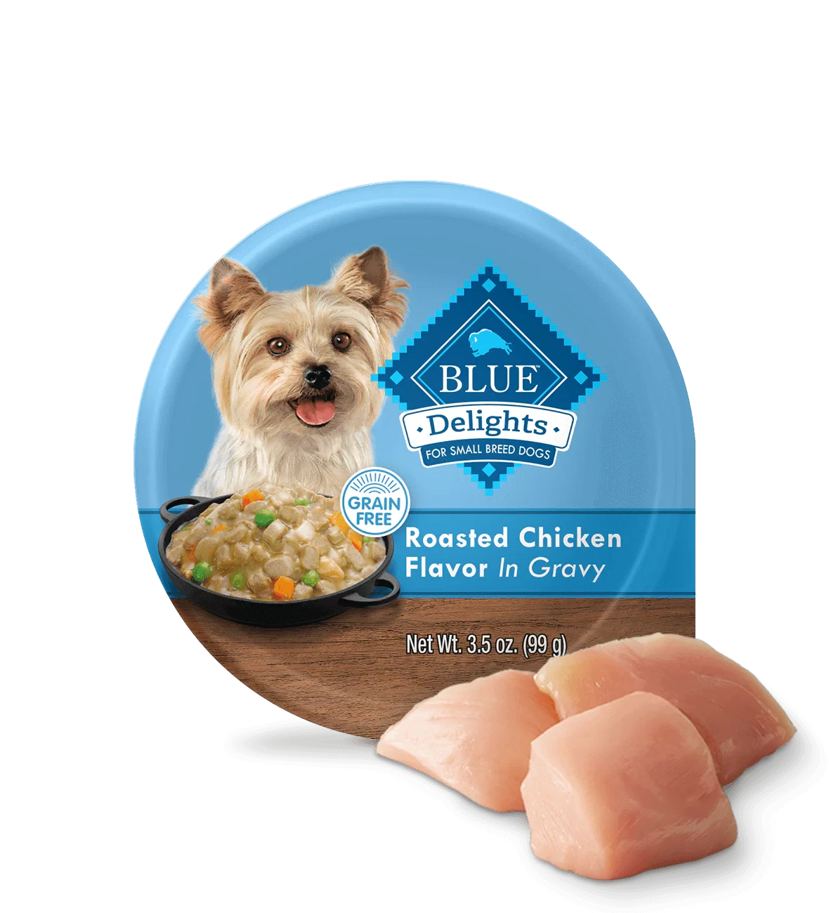 Blue Buffalo Blue Delights Small Breed Adult dog Rotisserie Chicken Flavor in Hearty Gravy Wet Dog Food (3.5oz) - American Bark Bliss