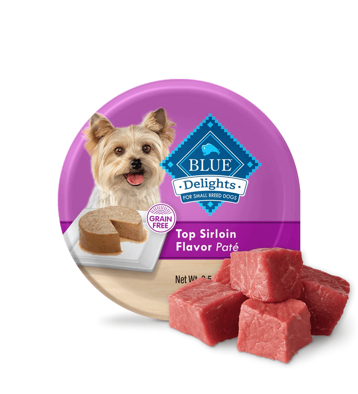 Blue Buffalo Blue Delights Small Breed Adult Dog Top Sirloin Flavor in Savory Juices Pate Wet Dog Food (3.5oz) - American Bark Bliss