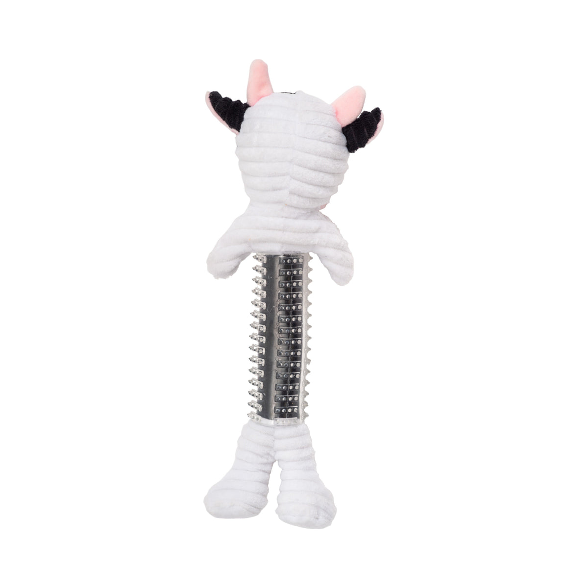 Country Living Black & White Cow Plush Dog Toy with Textured Rubber