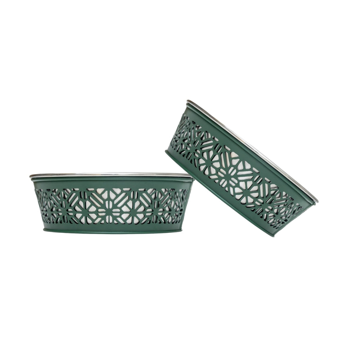 Country Living Farmhouse Stainless Steel Dog Bowls, Set of 2, Small & Medium Dogs