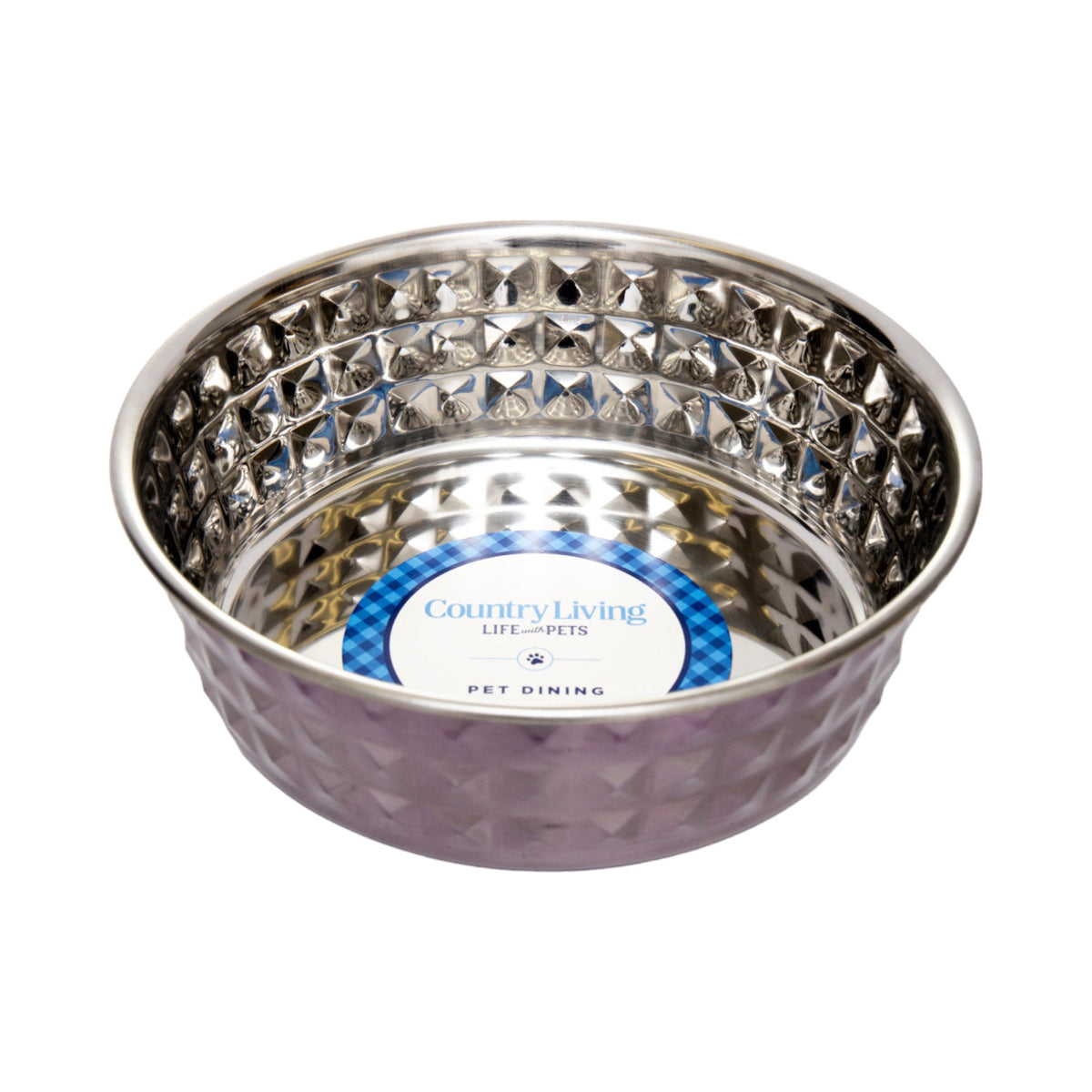 Country Living Set of 2 Hammered Stainless Steel Dog Bowls – Lavender