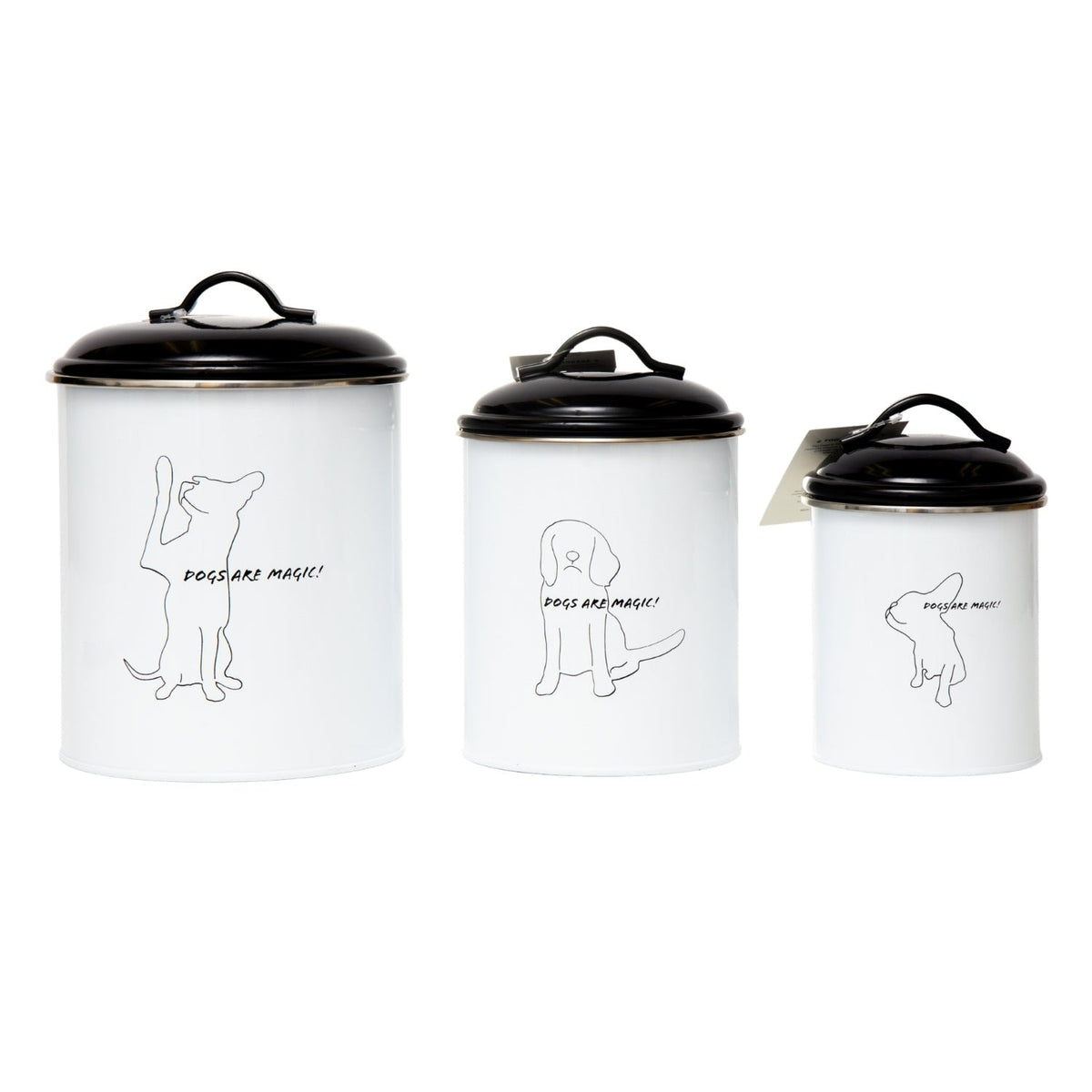Country Living Dog Treat Canisters, Set of 3 – Black & White