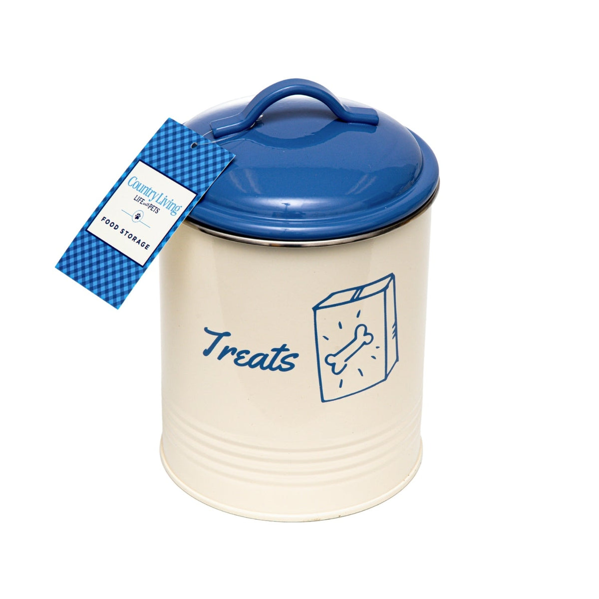 Country Living Dog Treat Canisters, Set of 3 – French Blue Lid