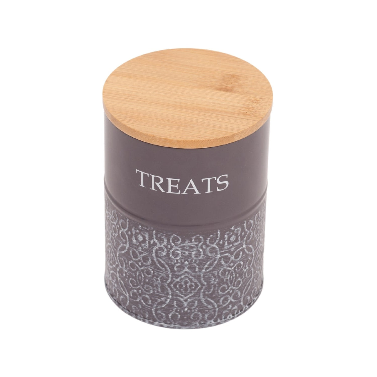 Country Living Dog Treat Canisters with Bamboo Lids, Set of 2 – Volcanic Gray