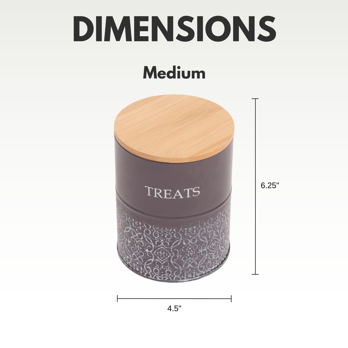 Country Living Dog Treat Canisters with Bamboo Lids, Set of 2 – Volcanic Gray