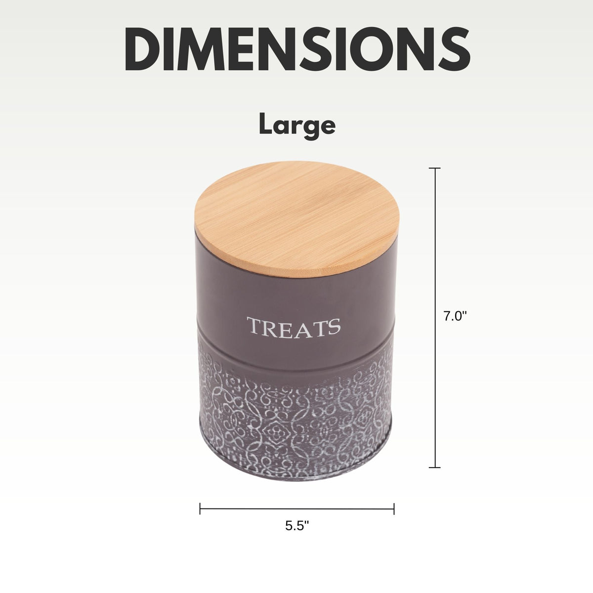 Country Living Dog Treat Canisters with Bamboo Lids, Set of 2 – Volcanic Gray