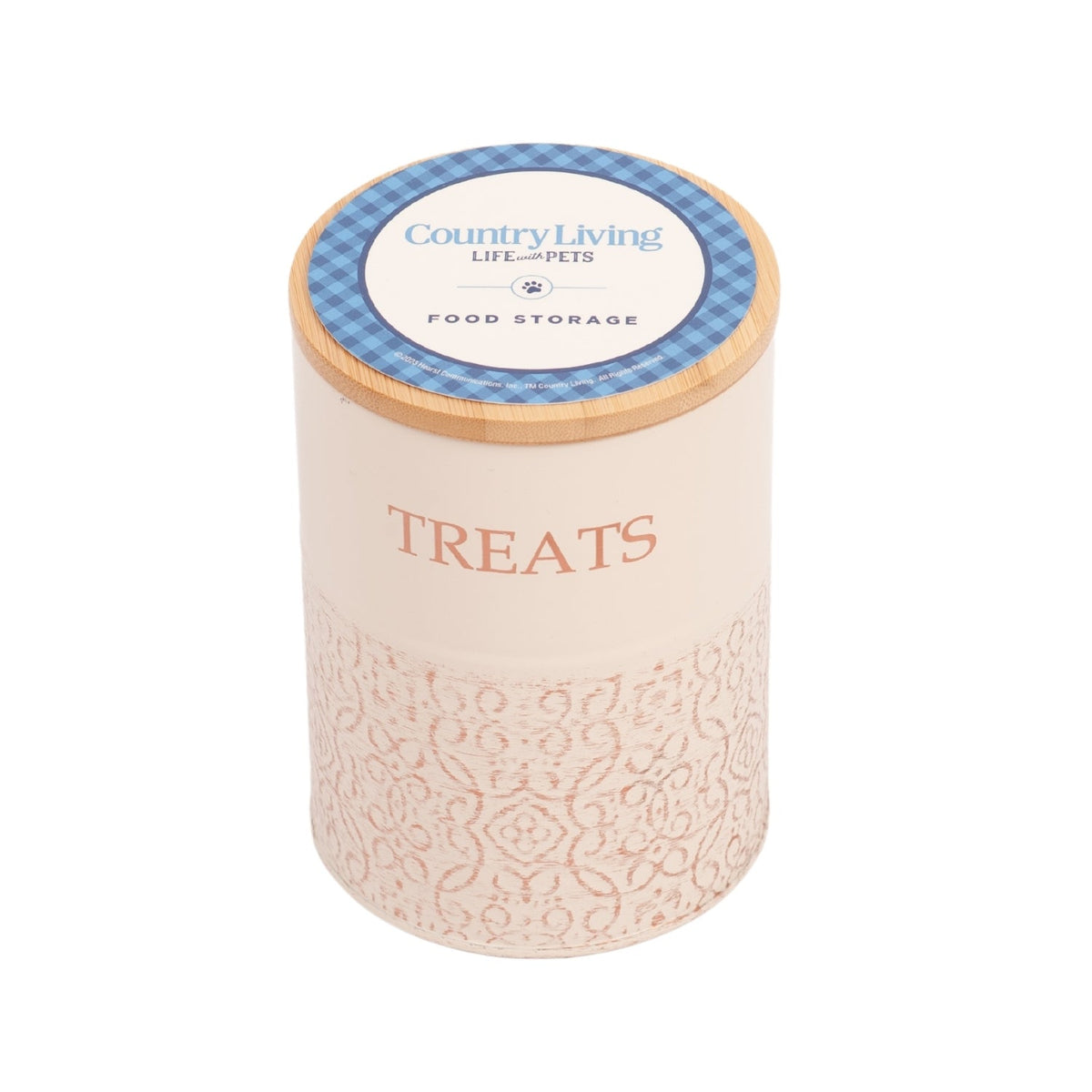 Country Living Dog Treat Canisters with Bamboo Lids, Set of 2 – White Swan