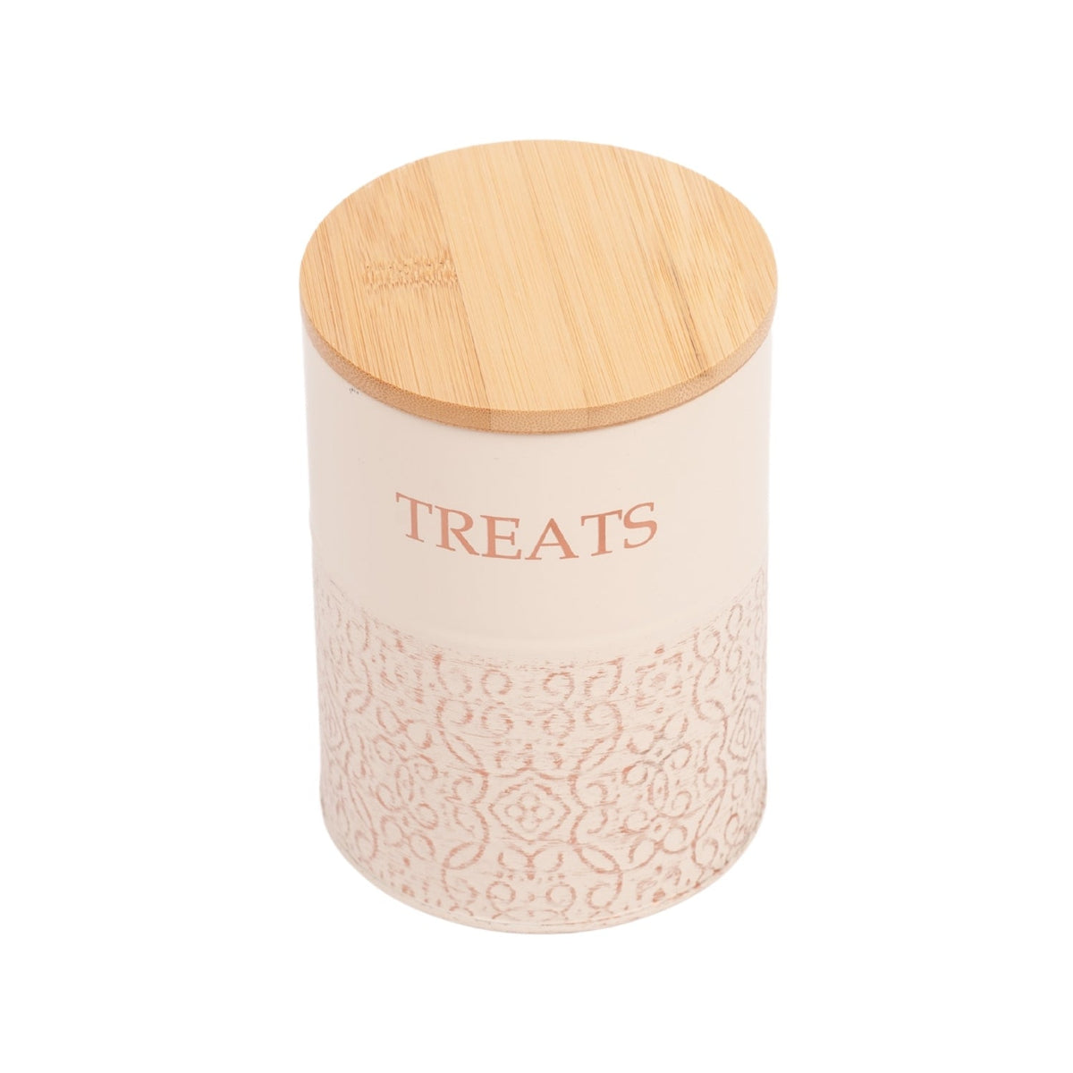 Country Living Dog Treat Canisters with Bamboo Lids, Set of 2 – White Swan