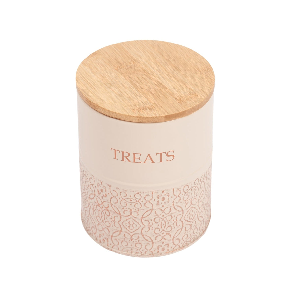 Country Living Dog Treat Canisters with Bamboo Lids, Set of 2 – White Swan