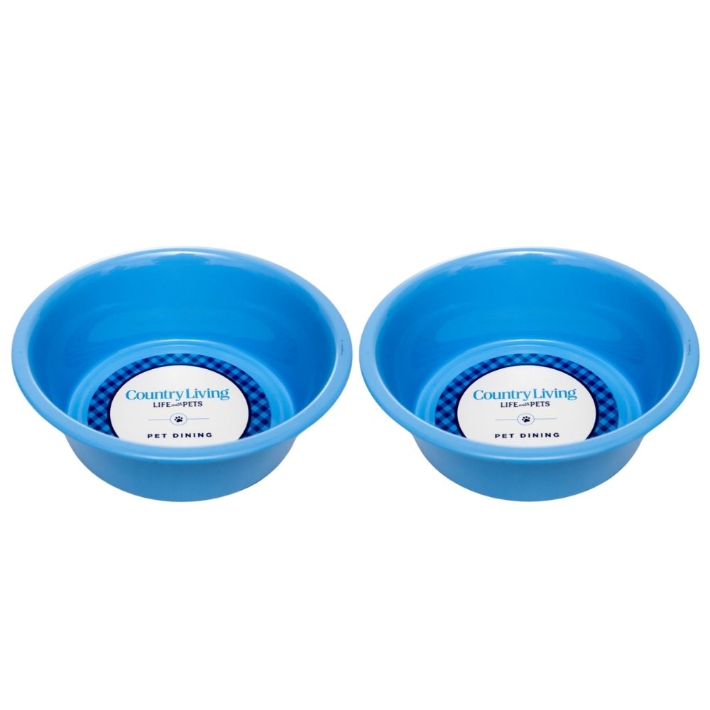 Country Living Coated Heavy Stainless Steel Dog Bowls, Set of 2, Medium & Large Dogs