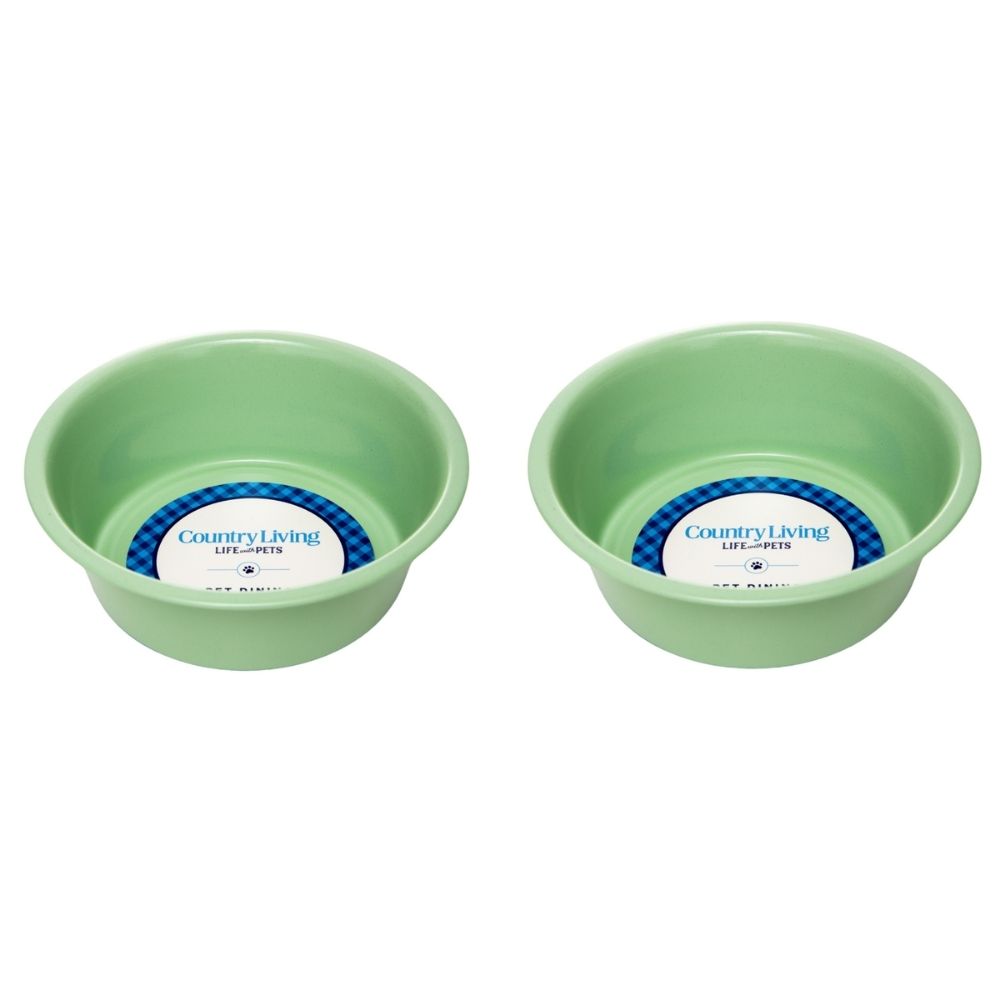 Country Living Coated Heavy Stainless Steel Dog Bowls, Set of 2, Medium & Large Dogs