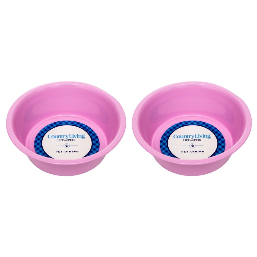 Country Living Coated Heavy Stainless Steel Dog Bowls, Set of 2, Medium & Large Dogs