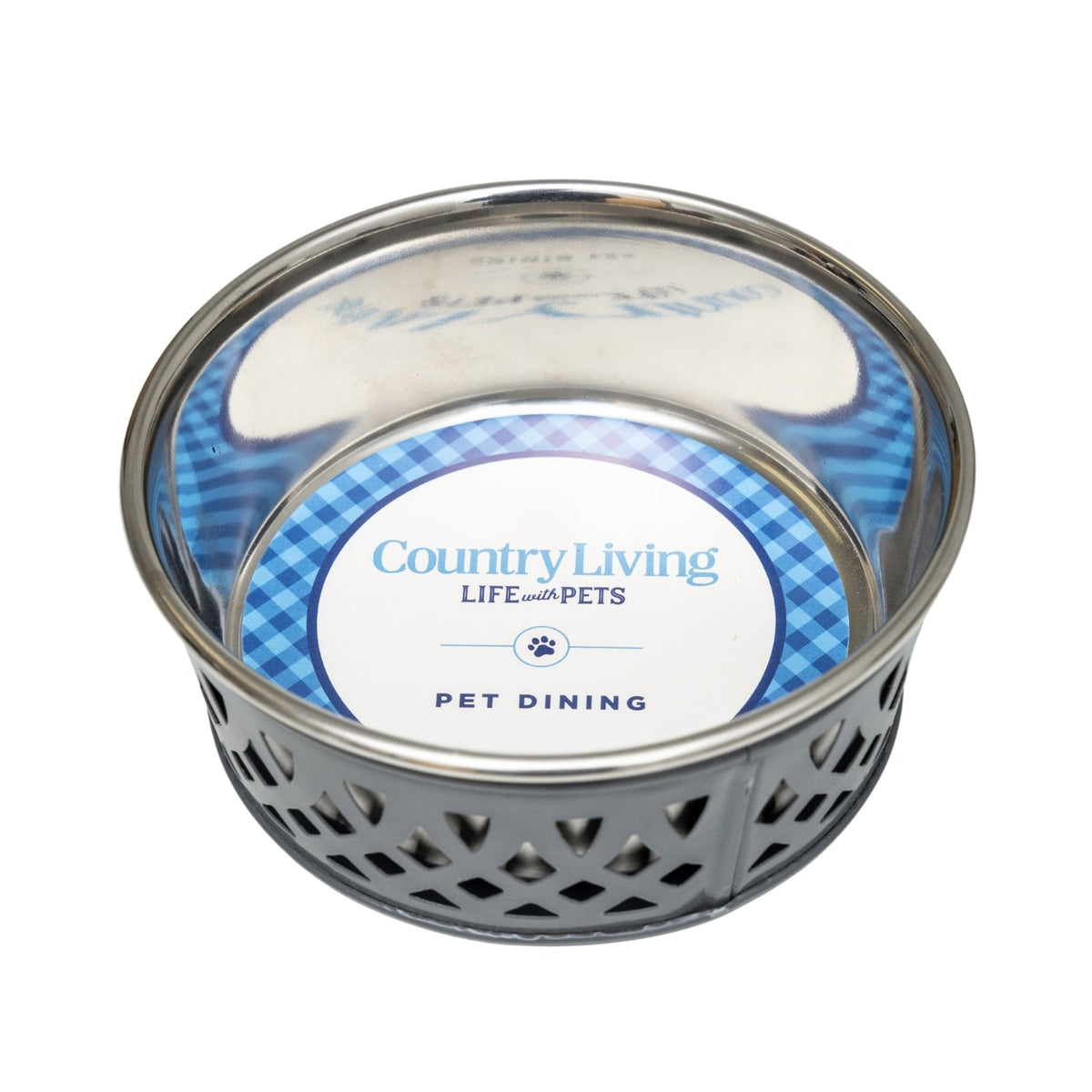 Country Living Farmhouse Stainless Steel Dog Bowls, Set of 2, Small & Medium Dogs
