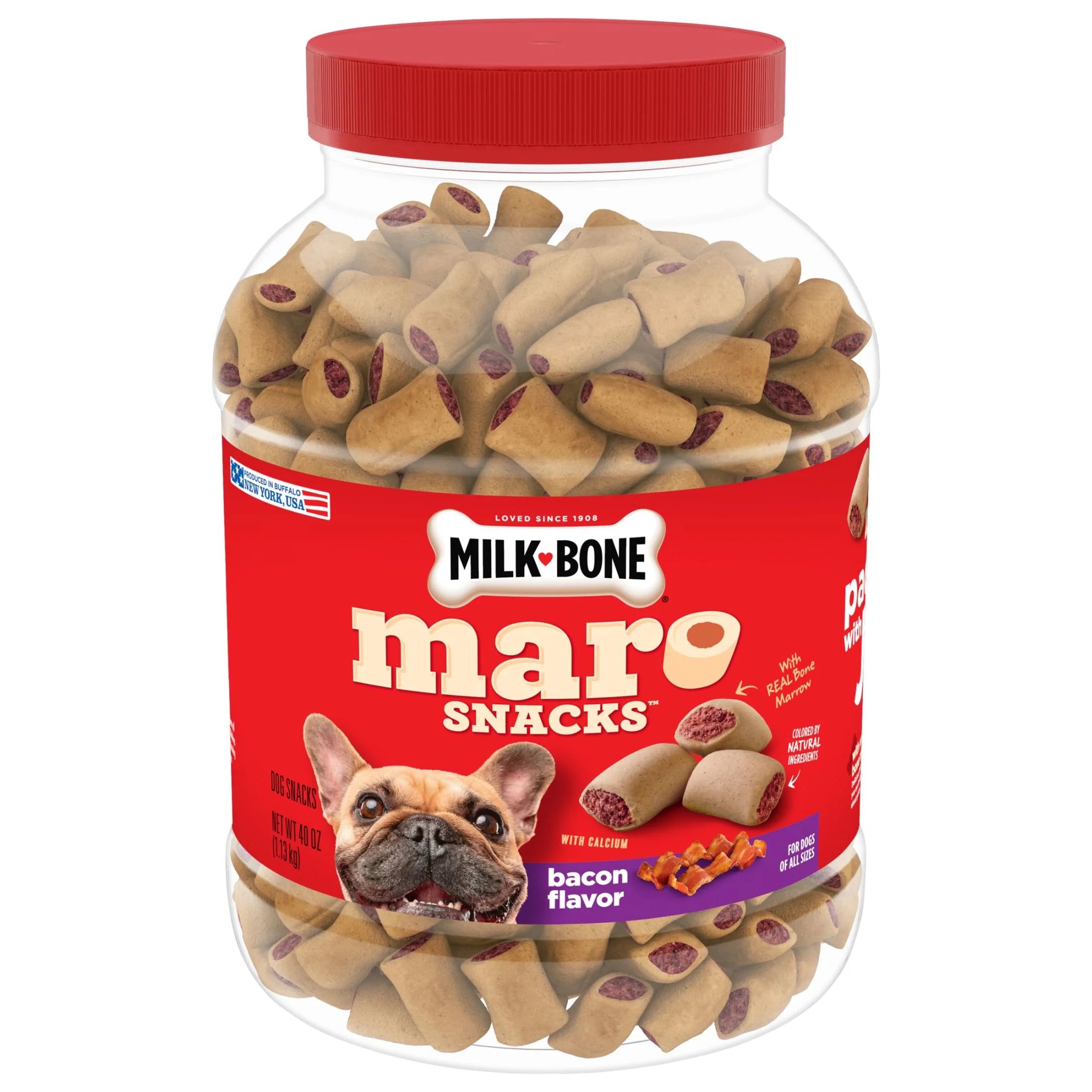 Milk Bone Marosnacks Bacon Flavor Small Dog Treats with Bone Marrow, 40 Ozs - American Bark Bliss