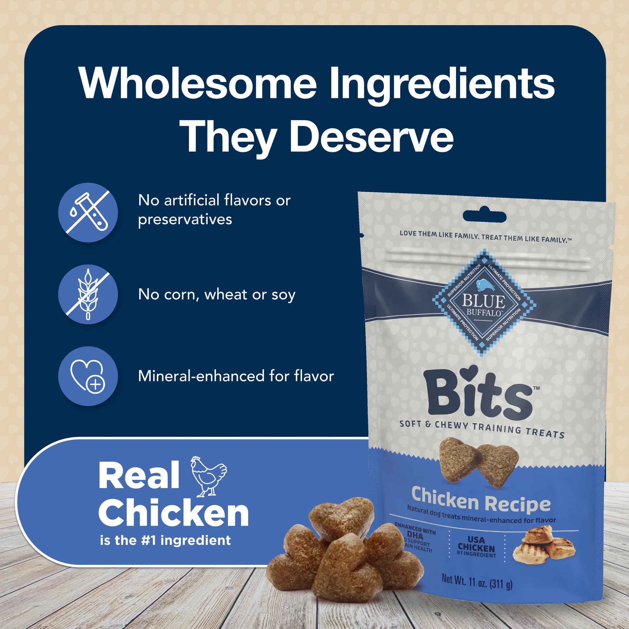 Bits Soft Dog Treats for Training, Enhanced with DHA, 11-Oz. Bag - American Bark Bliss