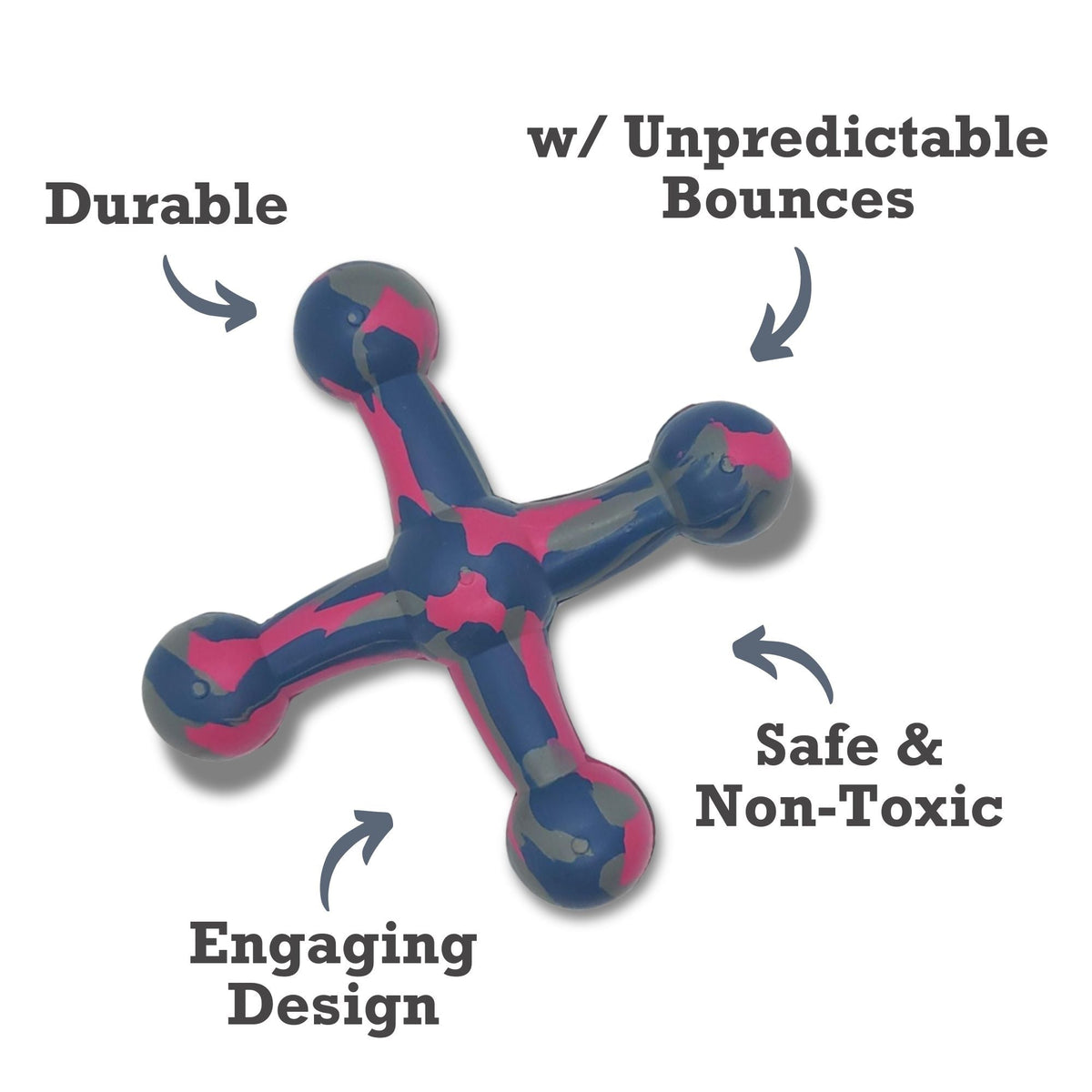 Natural Rubber Jack Dog Toy, 6.5 × 6.5 in