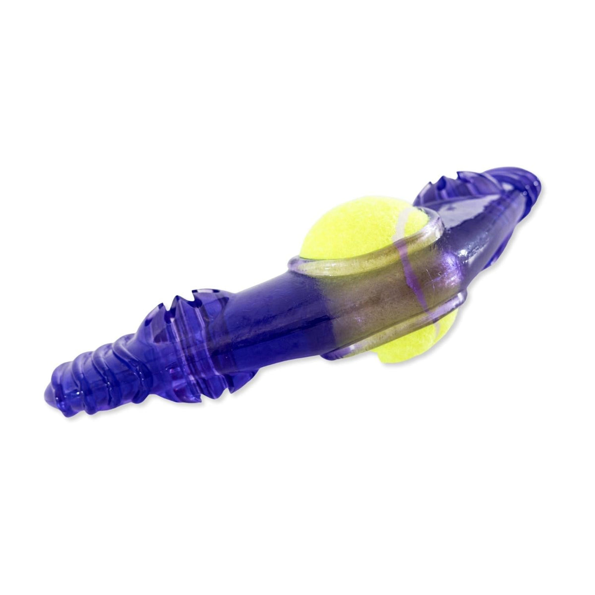 TPR Boomerang Dog Toy, 7.4 × 3.9 in, with Squeaker Ball & Treat Compartments