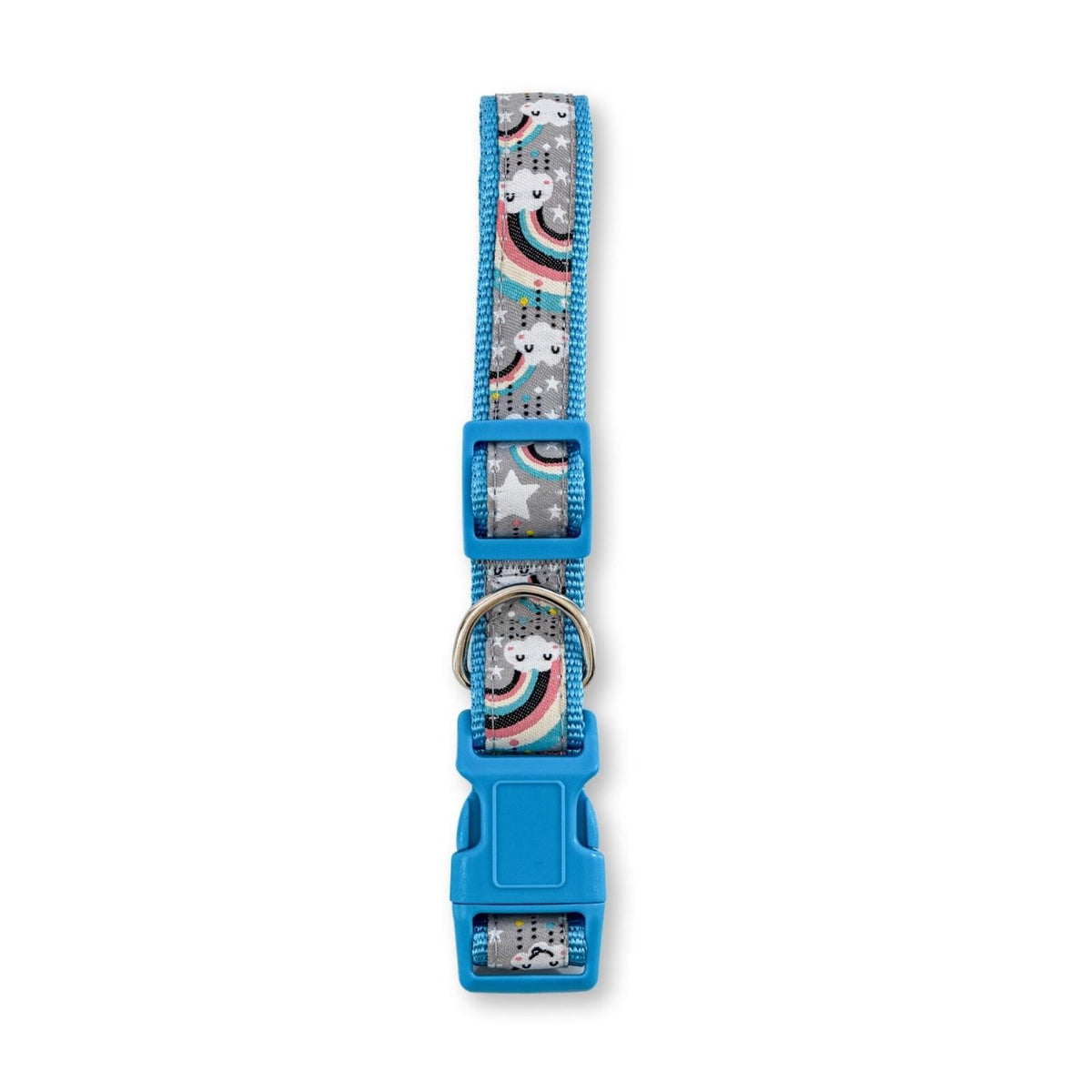 Nylon Dog Collar with Embroidered Rainbow Ribbon