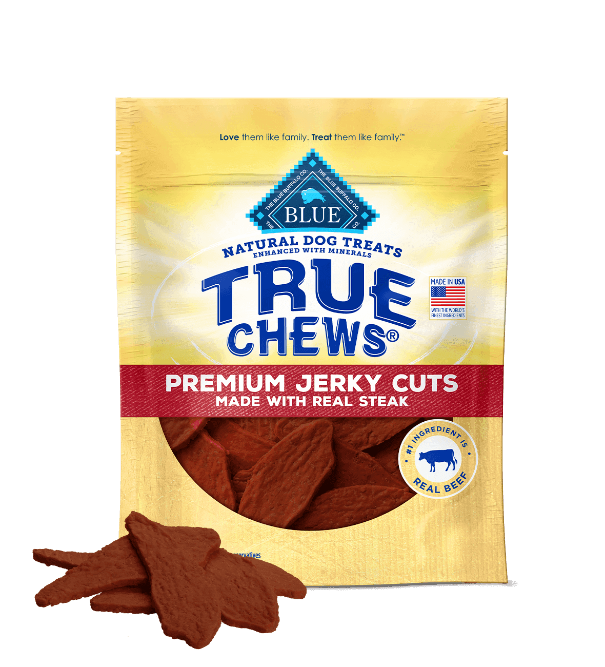 Blue Buffalo True Chews Jerky Cuts Real Steak Dog Treats (10oz) by The Family Pet