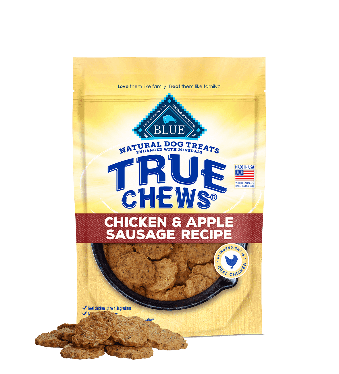 Blue Buffalo True Chews Chicken and Apple Sausage Dog Treats (12oz) - American Bark Bliss