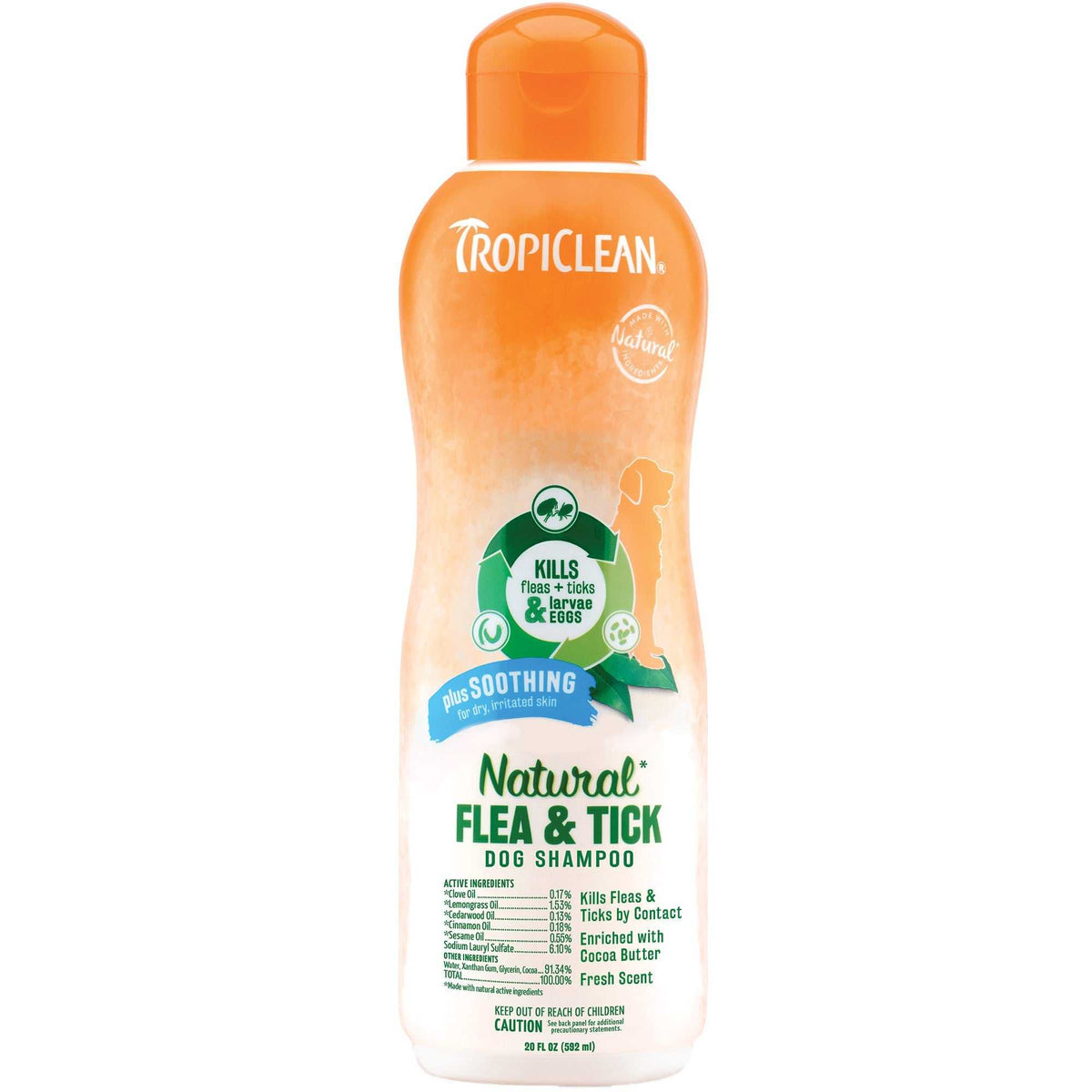 Tropiclean Flea and Tick Dog Soothing Shampoo (20oz) - American Bark Bliss