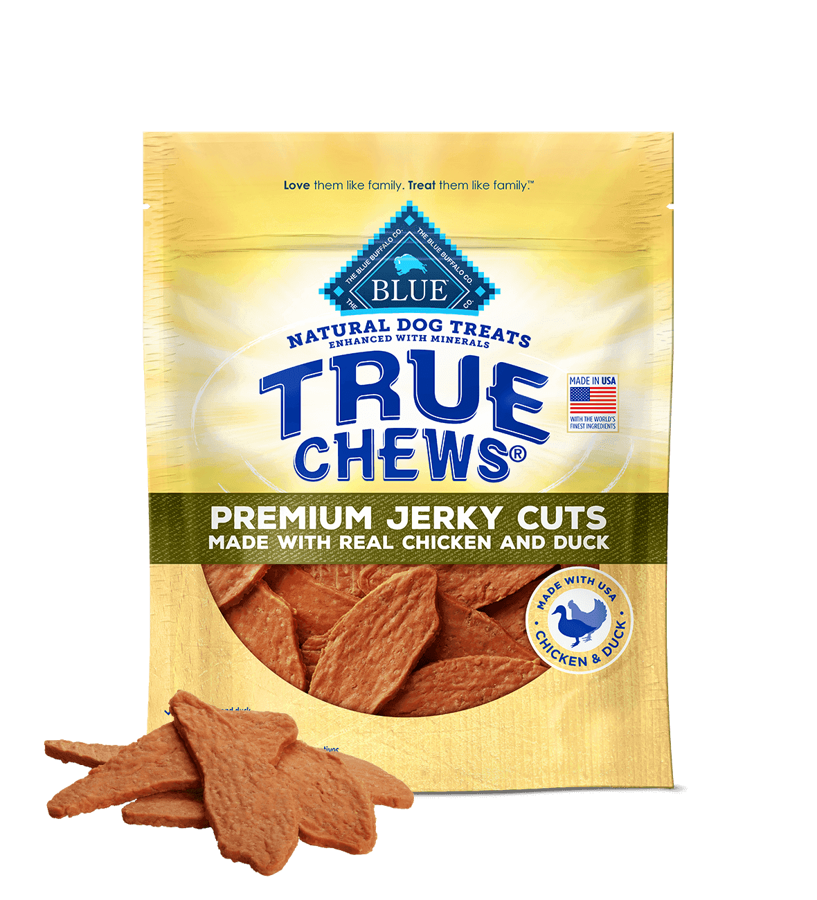 Blue Buffalo True Chews Jerky Cuts Chicken and Duck Dog Treats (10oz) - American Bark Bliss