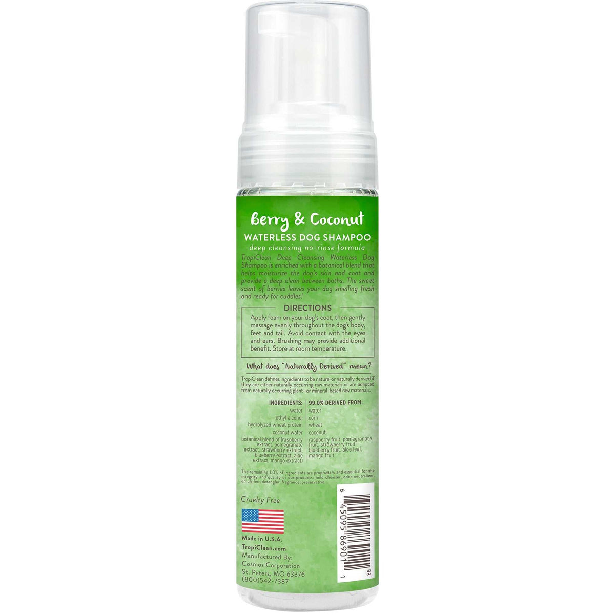 Tropiclean Berry and Coconut Dog Waterless Shampoo (7.4oz) - American Bark Bliss