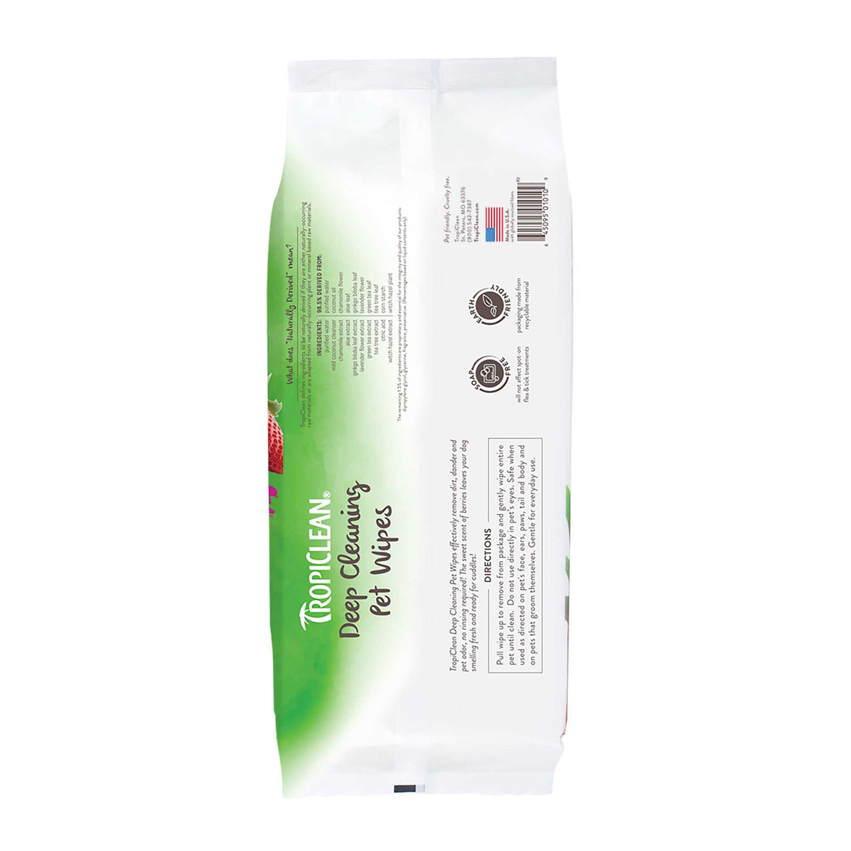 Tropiclean Berry and Coconut Deep Cleaning Pet Cleaning Wipe (100ct) - American Bark Bliss