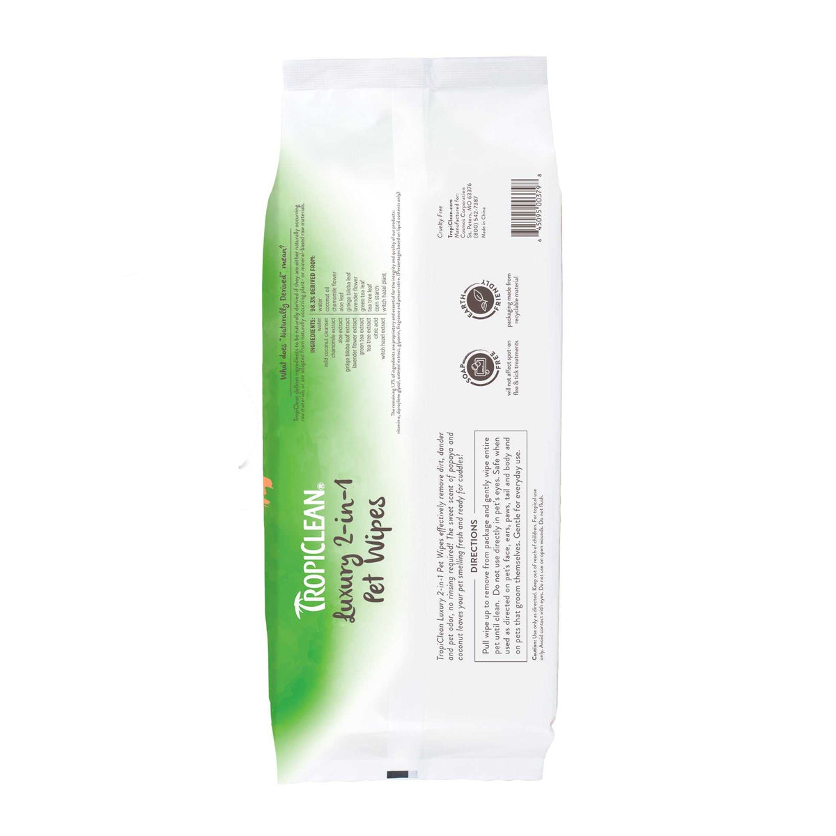 Tropiclean Papaya and Coconut Luxury 2 in 1 Pet Cleaning Wipes (100ct) - American Bark Bliss