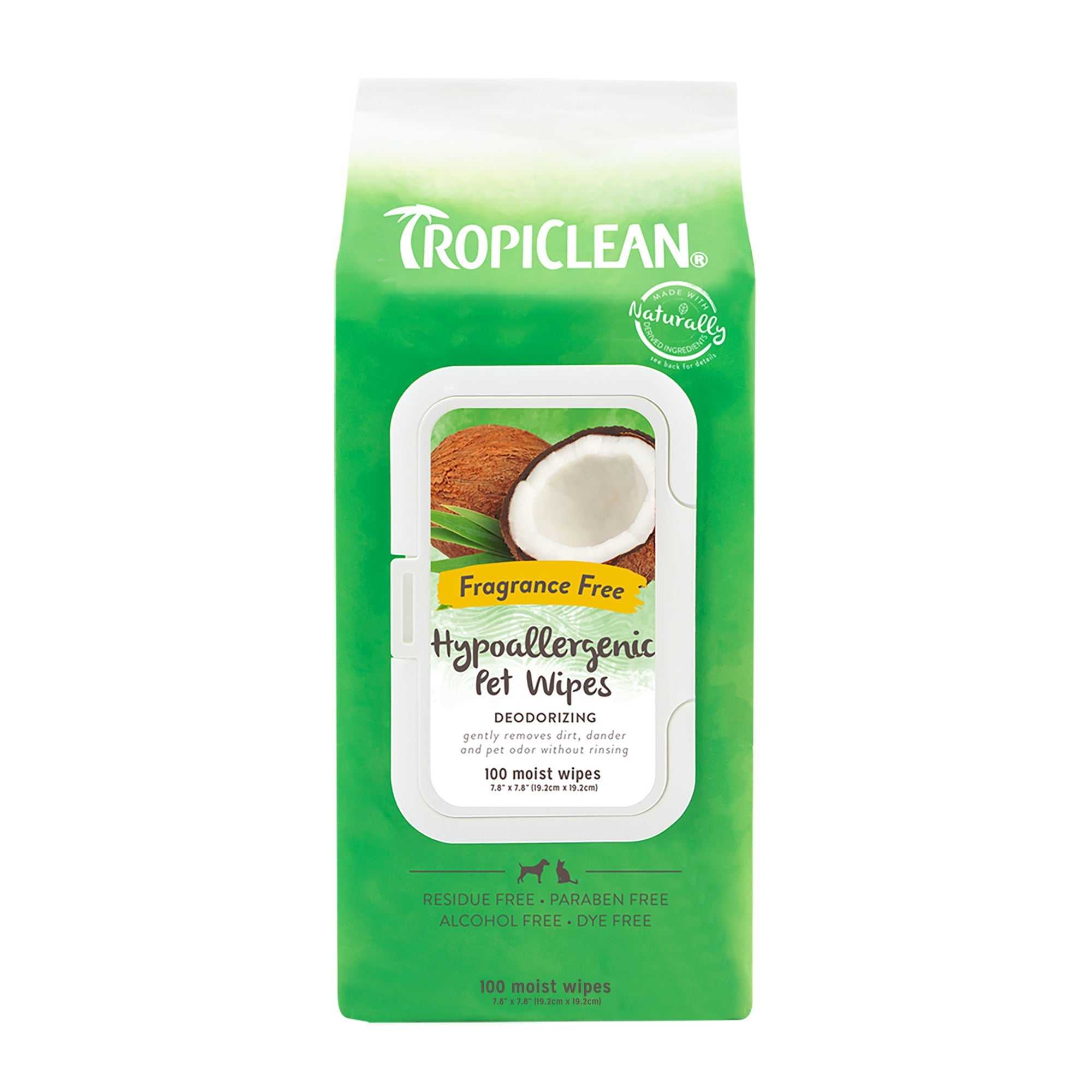 Tropiclean Coconut Hypoallergenic Pet Cleaning Wipes (100ct) - American Bark Bliss