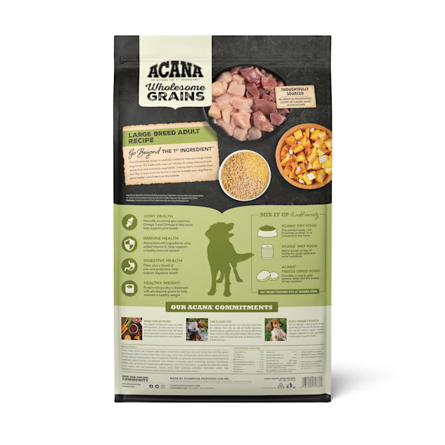 Acana Wholesome Grains Large Breed Dry Dog Food (22.5lb) - American Bark Bliss