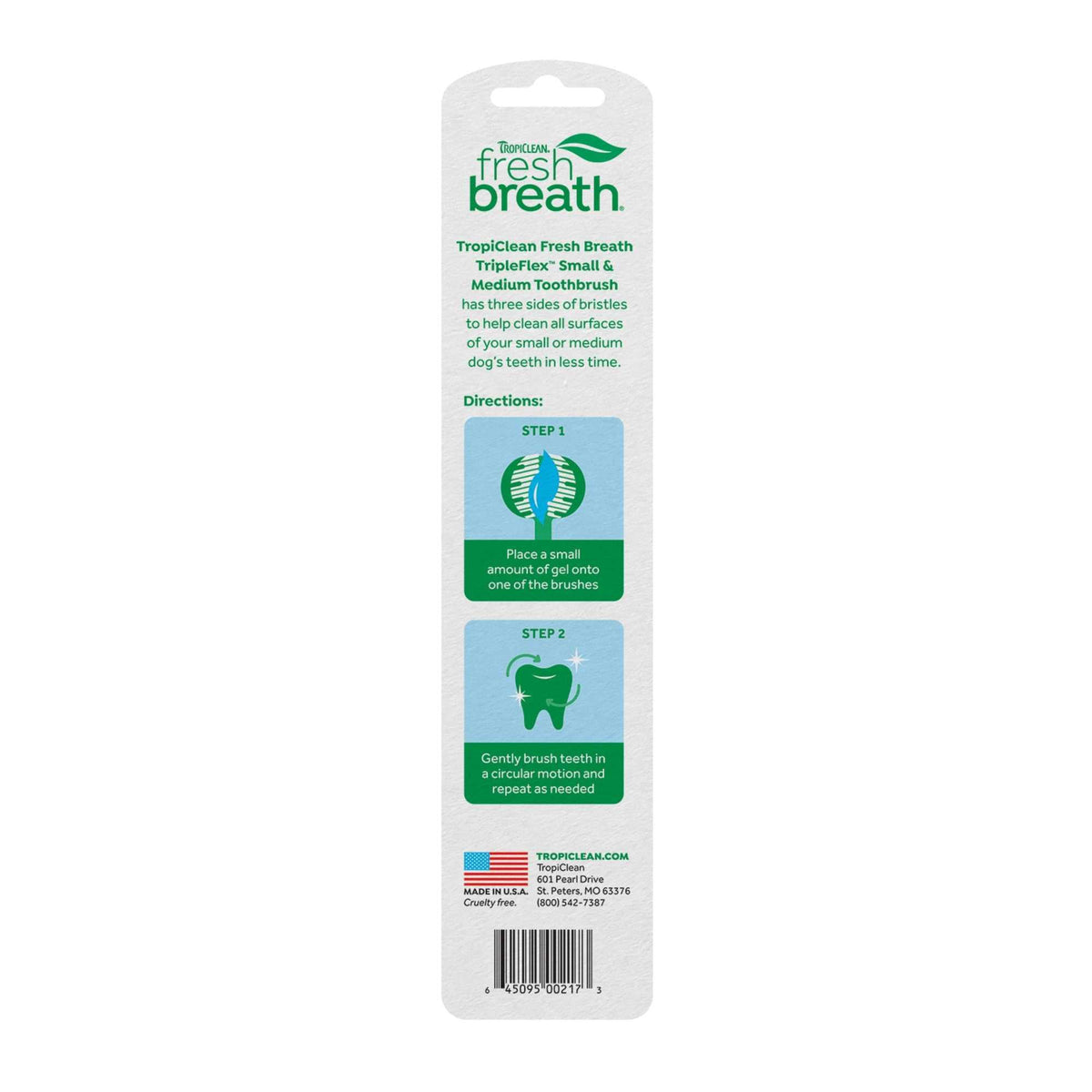 Tropiclean Triple Flex Dog Toothbrush - American Bark Bliss