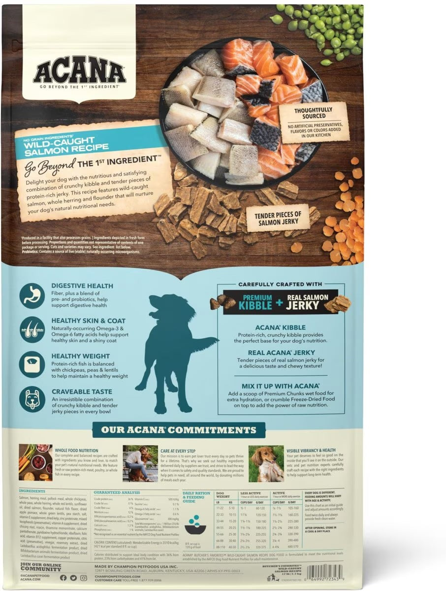 Acana Adult Grain Free Butcher's Favorites Salmon Dog Food - American Bark Bliss