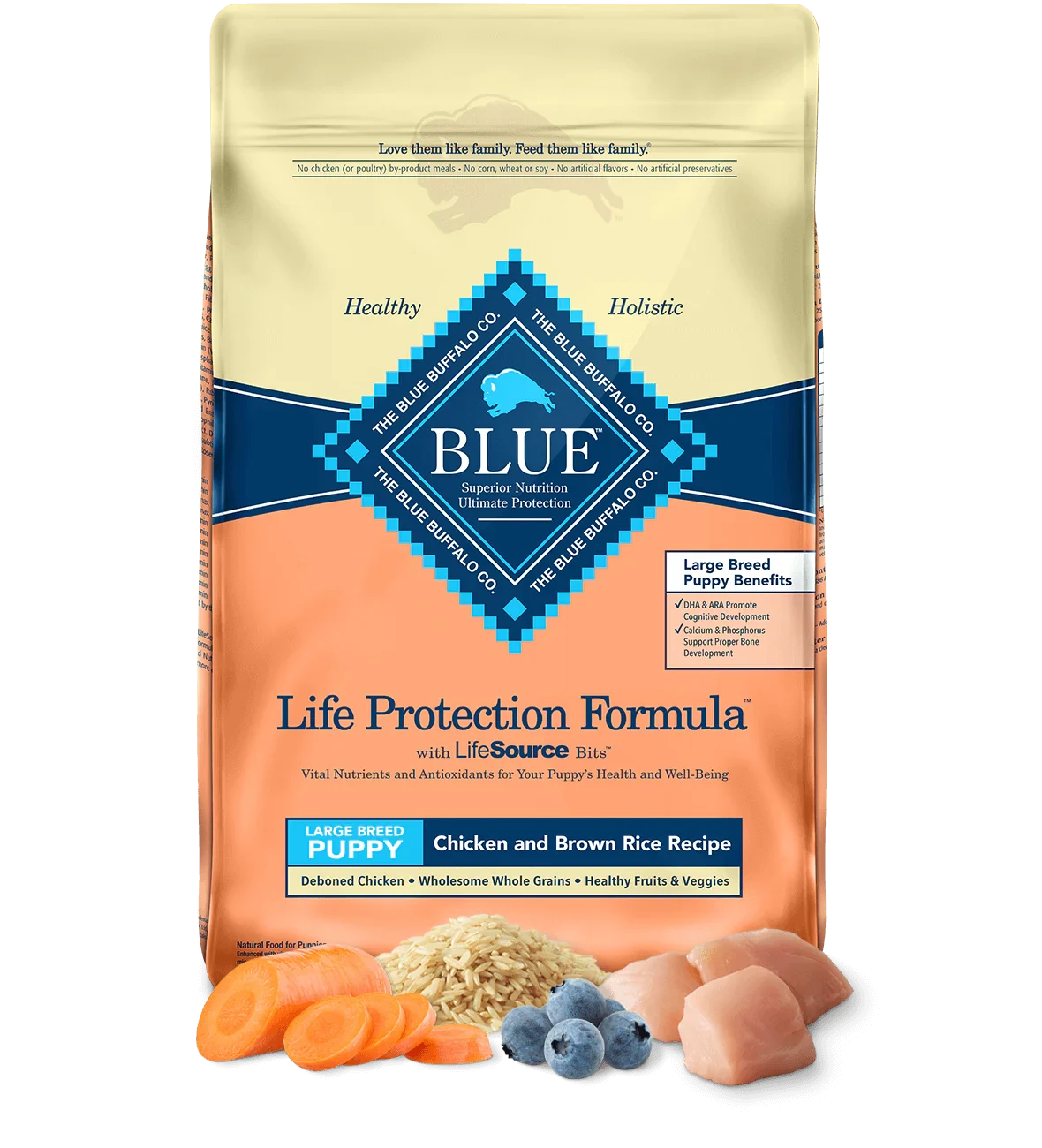 Blue Buffalo Life Protection Formula Large Breed Puppy Chicken & Brown Rice Recipe Dry Dog Food (30lb) - American Bark Bliss