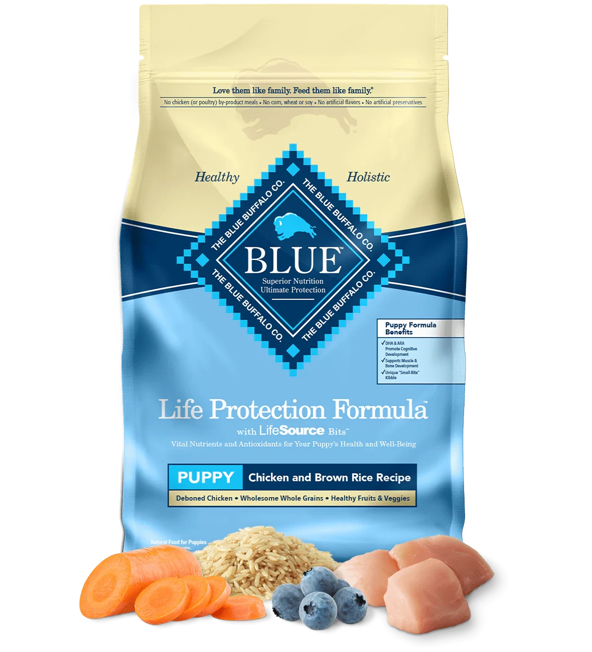Blue Buffalo Puppy Chicken and Brown Rice Dry Dog Food - American Bark Bliss