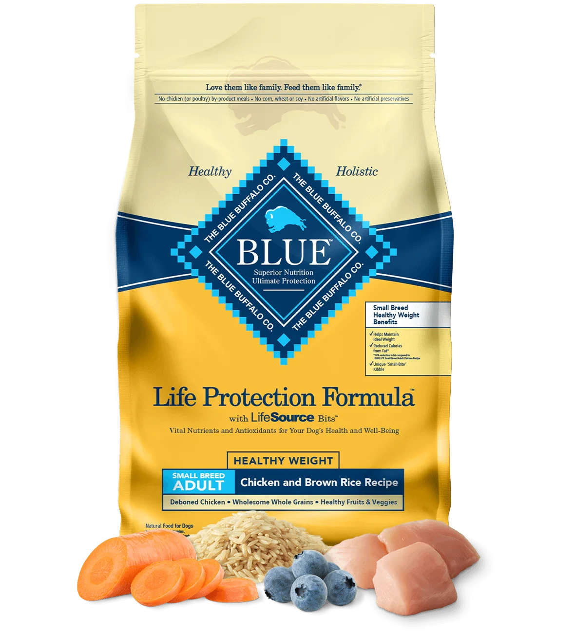 Blue Buffalo Life Protection Formula Adult Healthy Weight Small Breed Chicken and Brown Rice Dry Dog Food - American Bark Bliss