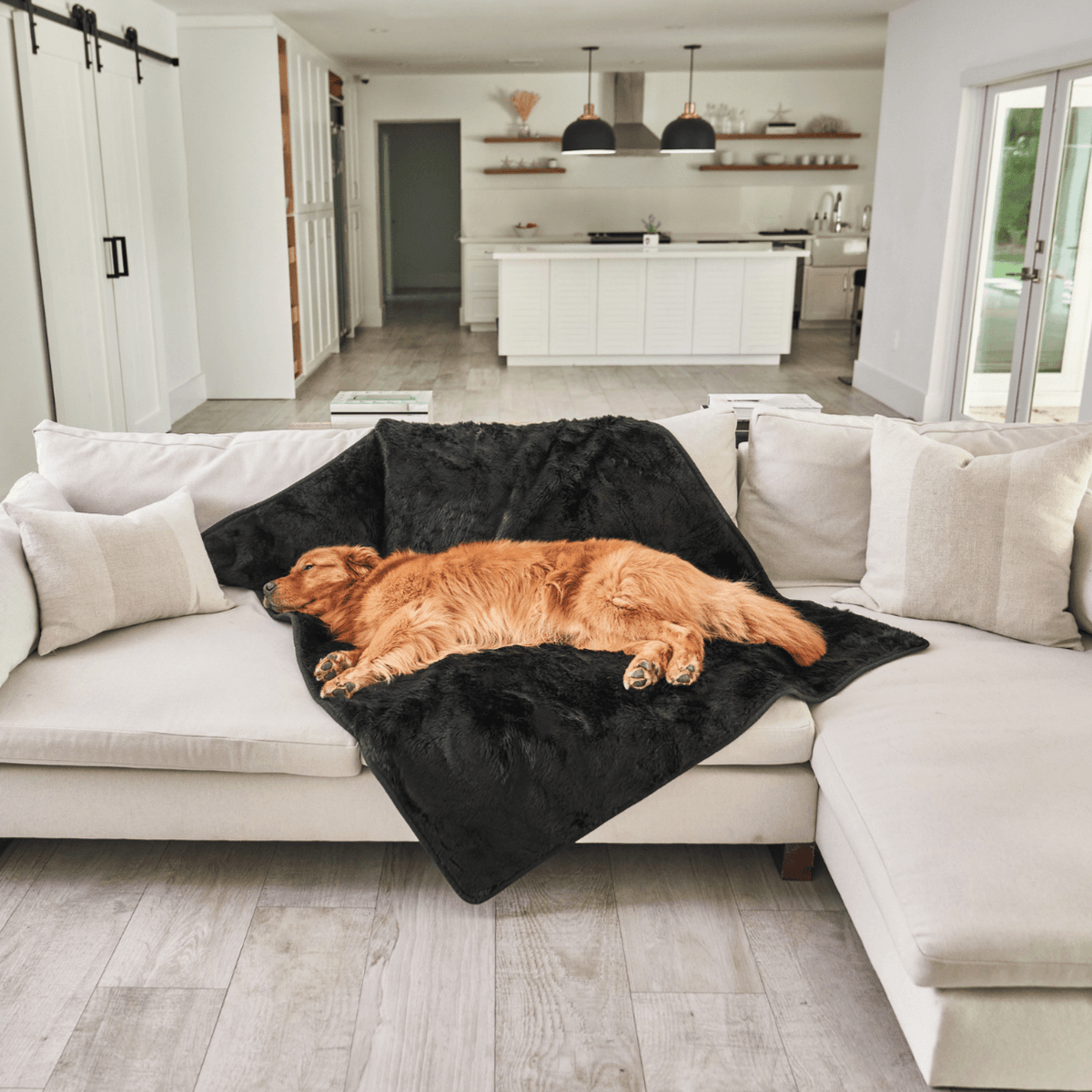 Waterproof Dog Blanket - Midnight Black Fur Throw - American Bark Bliss
