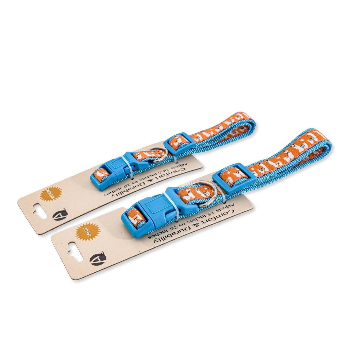 Nylon Dog Collar with Embroidered Llama Design