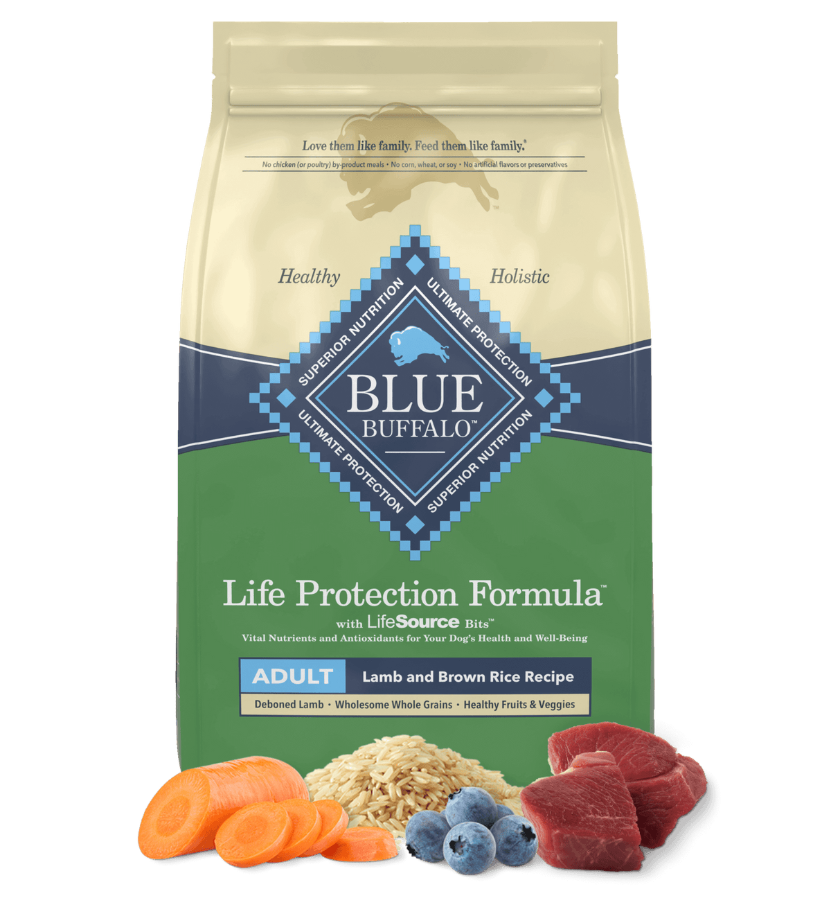 Blue Buffalo Adult Lamb and Brown Rice Dry Dog Food - American Bark Bliss