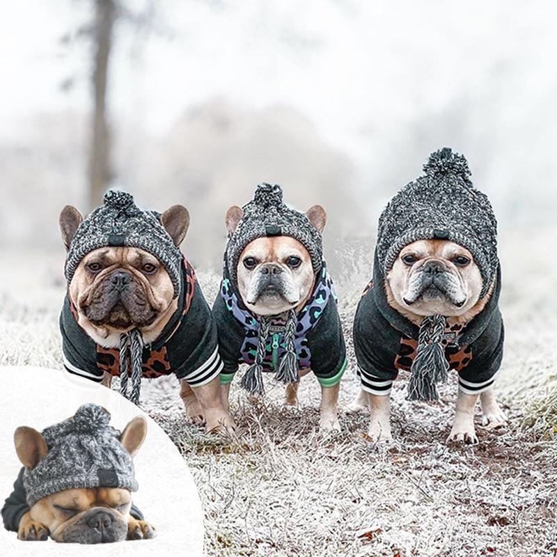 Knitted Pet Hats with Fluffy Ball for Winter - American Bark Bliss