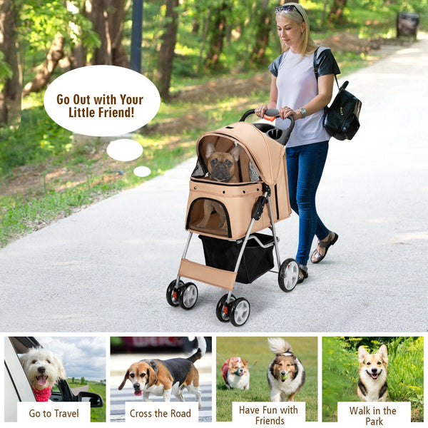 Foldable Pet Stroller with 4-Wheel Travel Carrier by Furr Baby Gifts