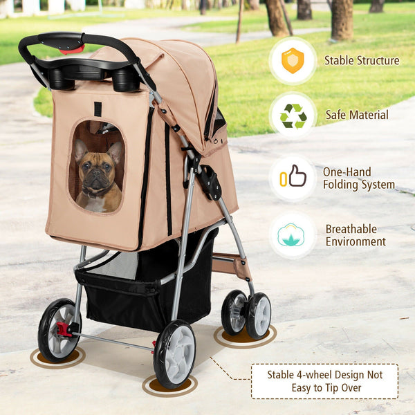 Foldable Pet Stroller with 4-Wheel Travel Carrier by Furr Baby Gifts