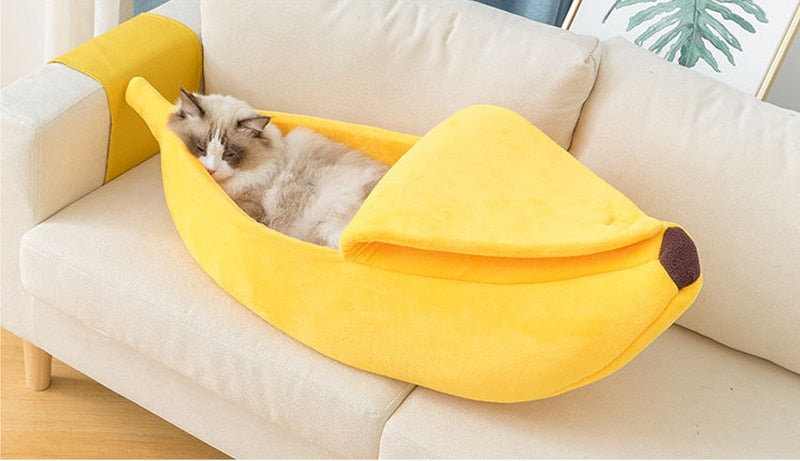 Banana Cat Dog Pet Bed for Pets - American Bark Bliss
